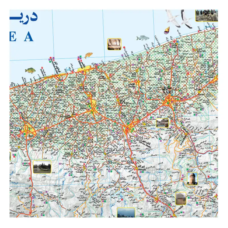 نقشه گردشگری استان مازندران گیتاشناسی نوین کد 1516 L