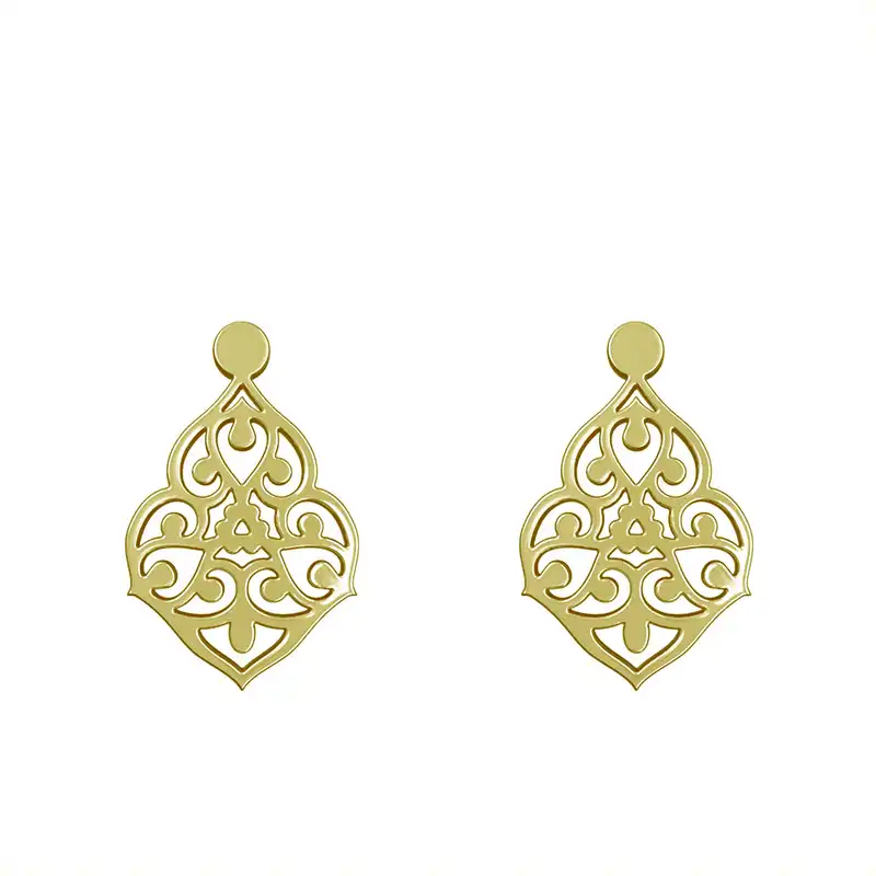 گوشواره طلا 18 عیار زنانه مدوپد مدل اسلیمی کد GA1-15336