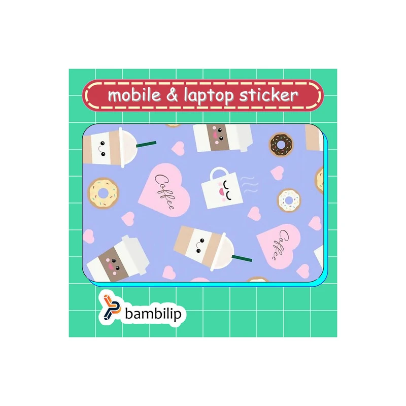 استیکر بامبیلیپ مدل کارت عابر طرح پترن قهوه و دونات کد 0617819