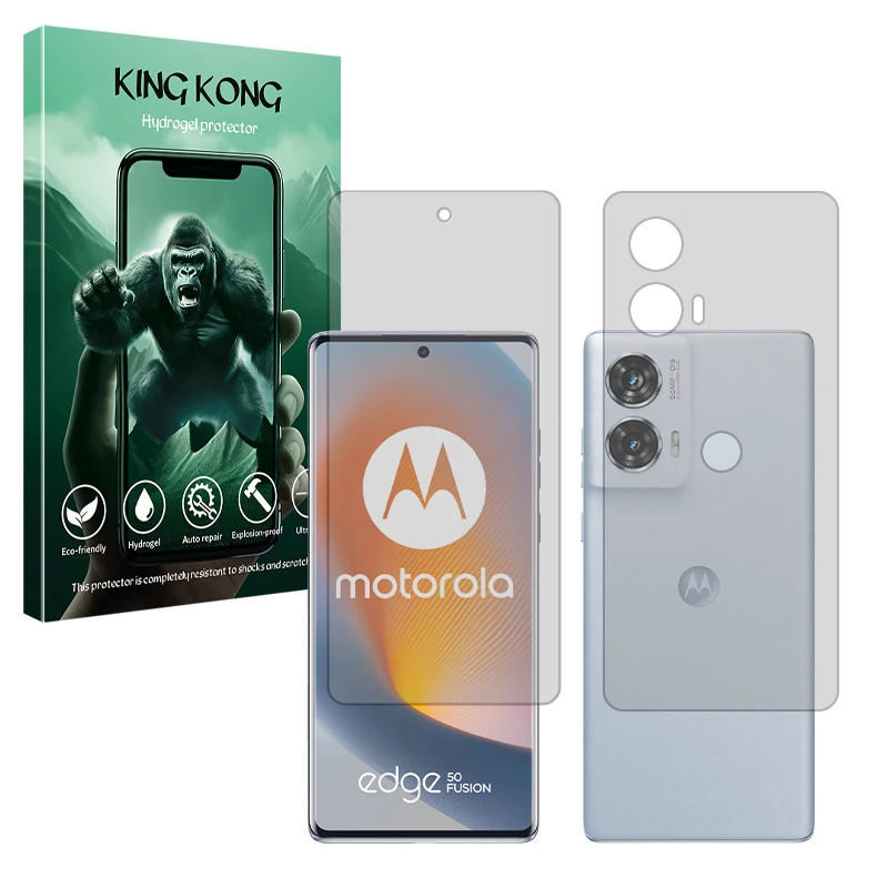 محافظ صفحه نمایش شفاف کینگ کونگ مدل Tough مناسب برای گوشی موبایل موتورولا Edge 50 Fusion به همراه محافظ پشت گوشی