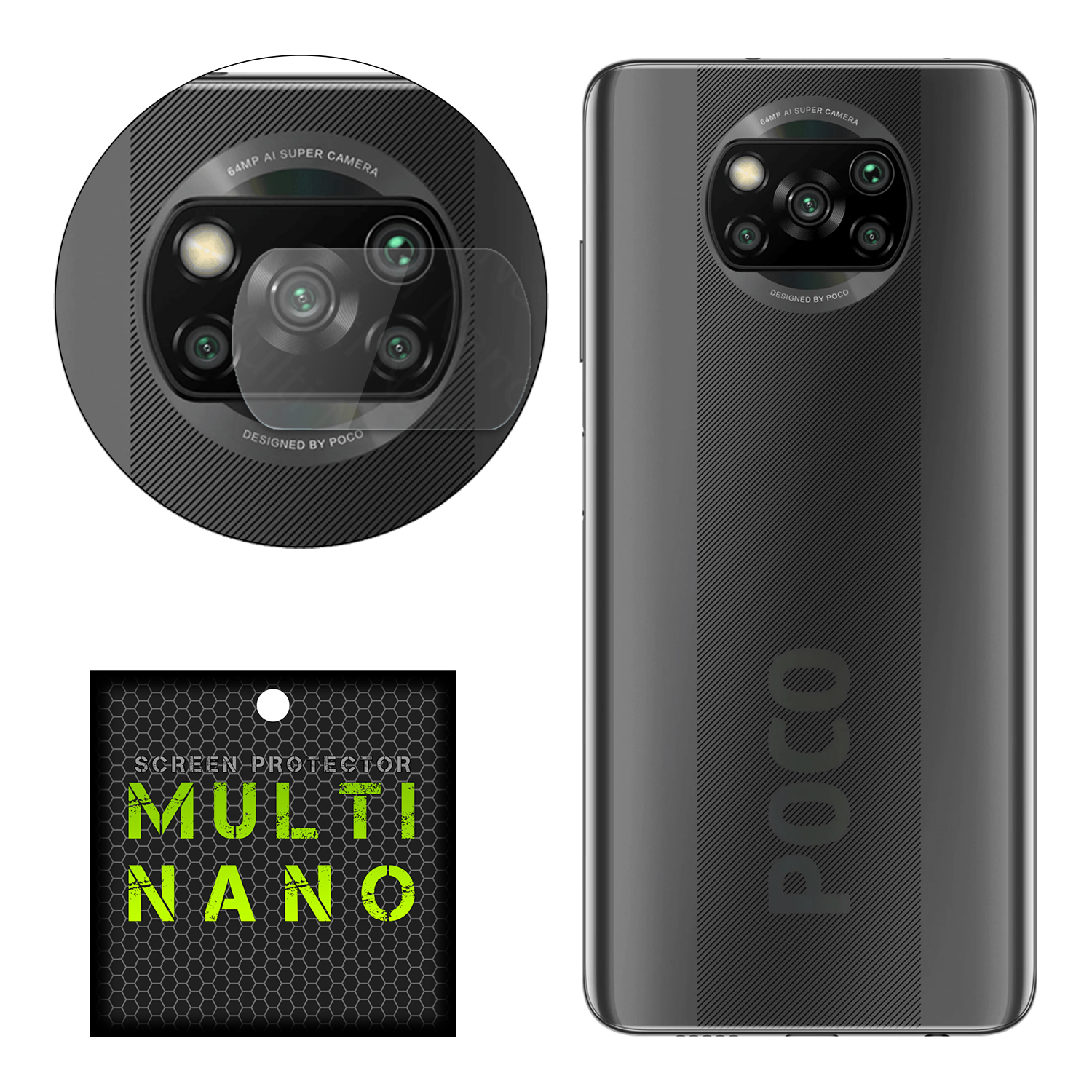 محافظ لنز دوربین مولتی نانو مدل Pro مناسب برای گوشی موبایل شیائومی Poco X3