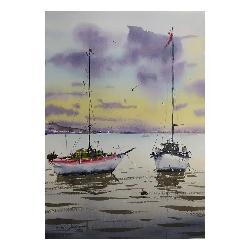 نقاشی آبرنگ طرح لنگرگاه کد 11