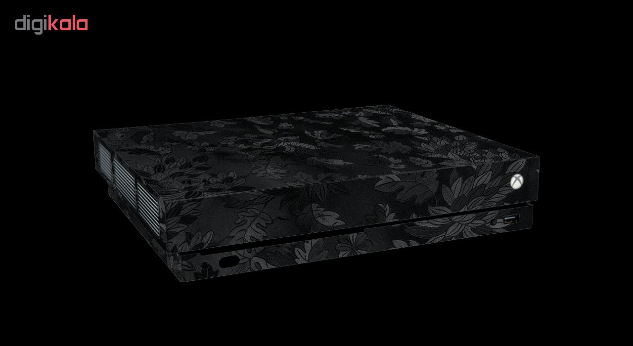 برچسب ماهوت مدل Black Wild-flowers Texture مناسب کنسول بازی Xbox One X