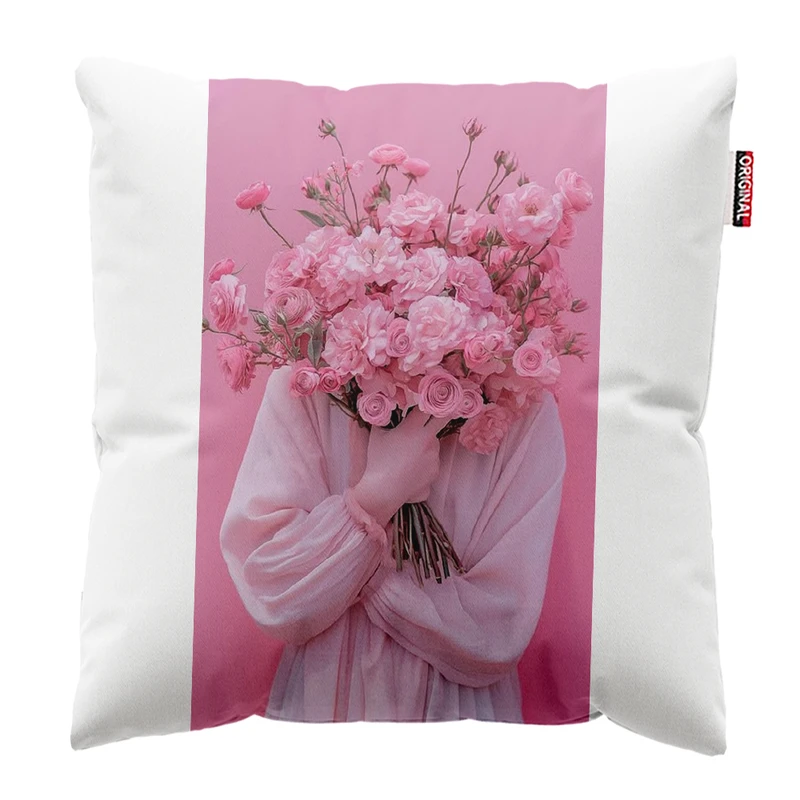 کوسن پاد آفرین مدل گل و دختر سایز 30*30 سانتی متر