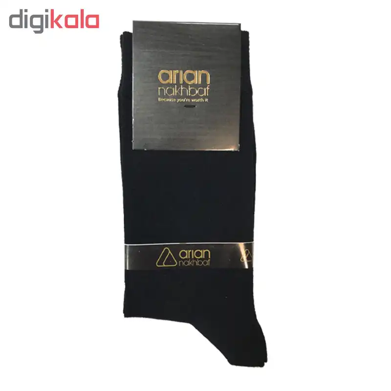 جوراب مردانه مشکی آریان نخ باف کد 51217 پنجه گیری شده
