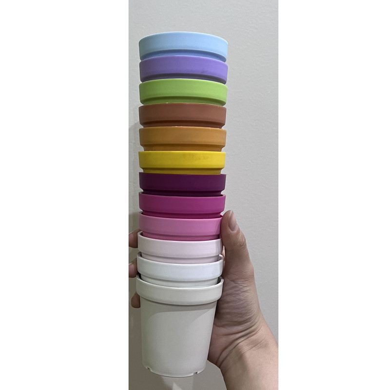 گلدان به همراه گل مصنوعی مدل آکا برگ لوبیا rainblow