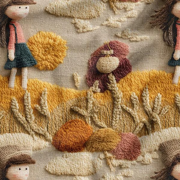 پارچه ملحفه عرض 1.5 متر پارچه باما طرح پنج بعدی دختر مهربون کد 5015161 رنگ نارنجی