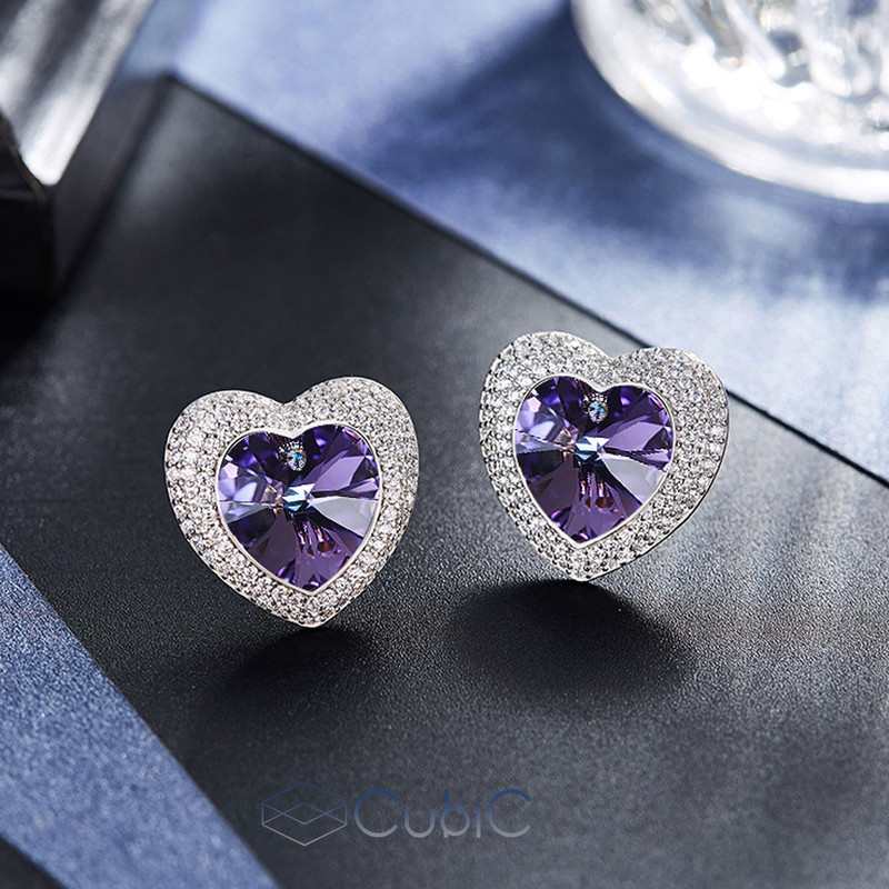 گوشواره نقره زنانه کوبیک مدل QE-0009-B