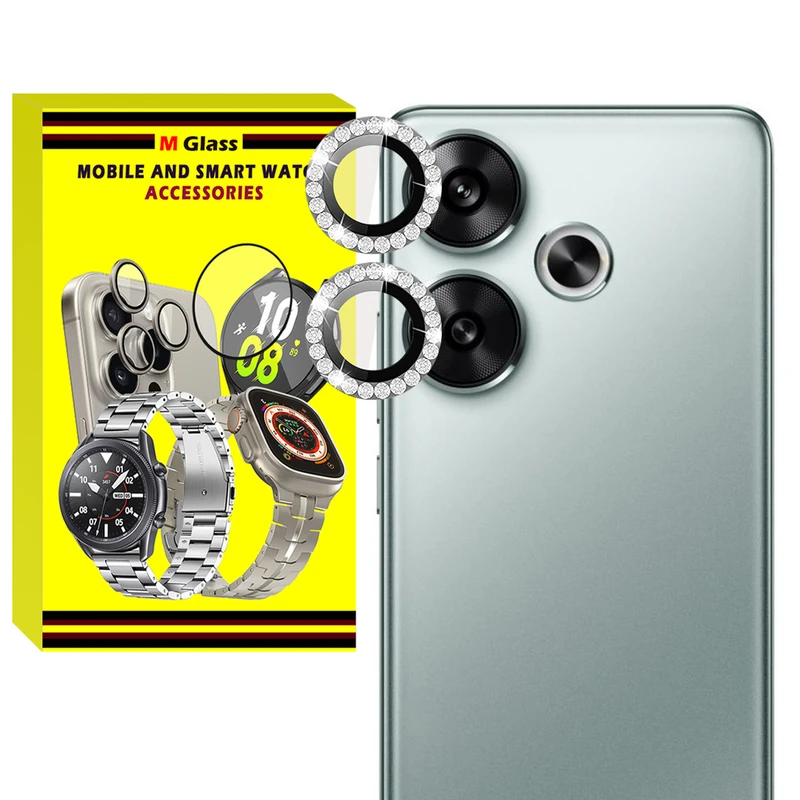 محافظ لنز دوربین فلزی ام‌گلس مدل RNG Diamond MG مناسب برای گوشی موبایل شیائومی Poco F6