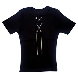 تی شرت آستین کوتاه راحتی زنانه مدل نخی کبریتی کد ۰۰۱