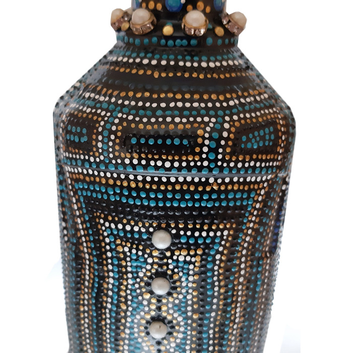 بطری شیشه ای طرح نقطه کوبی کد bn0036 بطری شیشه ای طرح نقطه کوبی کد bn0036