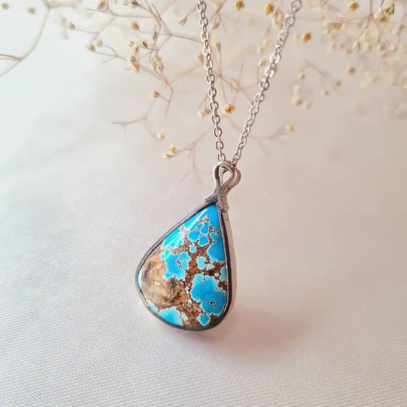 گردنبند نقره زنانه مدل فیروزه شجر نیشابور