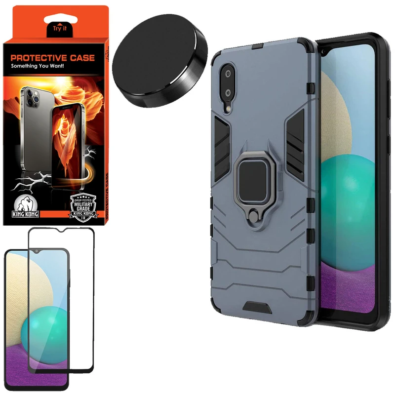 کاور کینگ کونگ مدل BATMAN مناسب برای گوشی موبایل سامسونگ Galaxy A02 به همراه محافظ صفحه نمایش و پایه نگهدارنده گوشی 