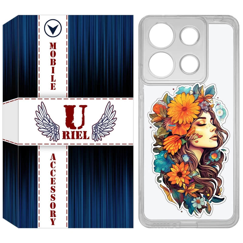 کاور یوریل مدل Clear کد 52 طرح دختر مناسب برای گوشی موبایل شیائومی Redmi Note 13 4G