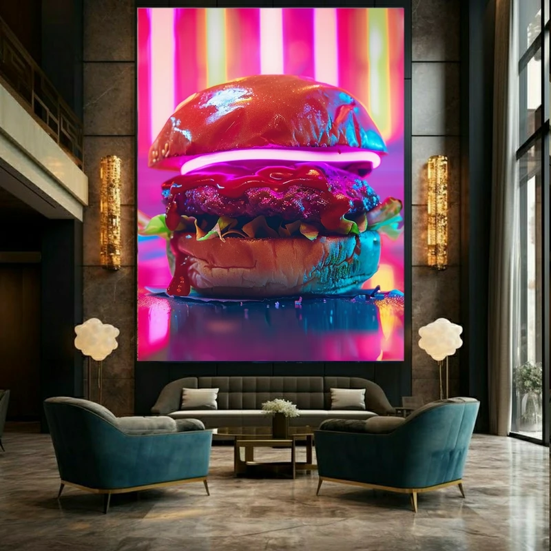 پوستر دیواری طرح همبرگر مدل نئون کد AR304281