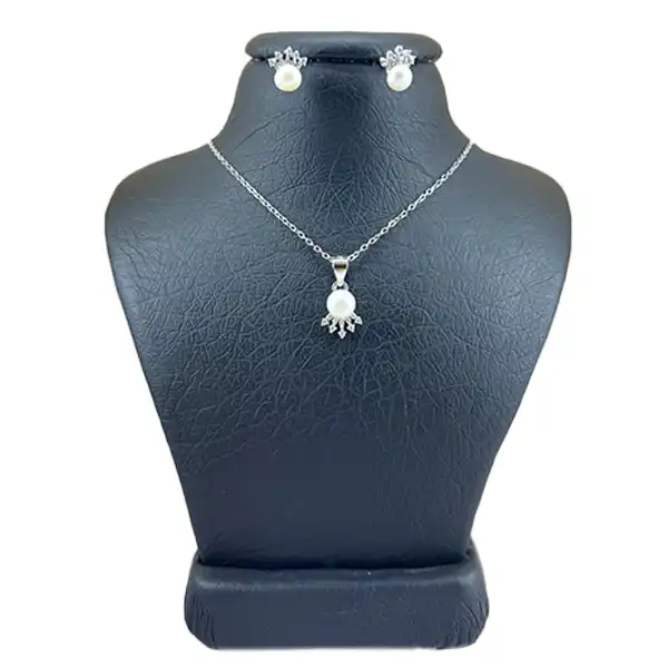 نیم ست نقره زنانه مدل مروارید و تاج کد 8798546