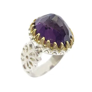 انگشتر نقره مردانه مدل آمیتیست کد 5949624