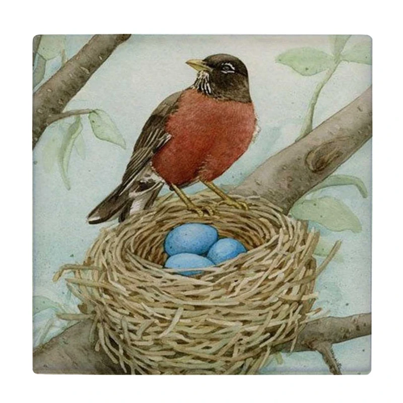 زیر لیوانی  طرح نقاشی پرنده روی شاخه کد    6410029_5963