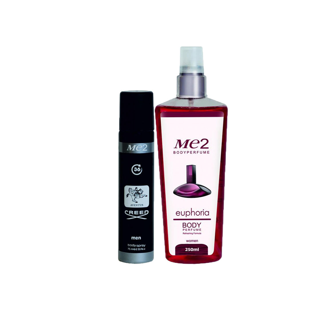 بادی اسپلش زنانه می تو مدل ایفوریا حجم 250 میلی لیتر به همراه اسپری خوشبو کننده بدن مدل اونتوس حجم 75 میلی لیتر