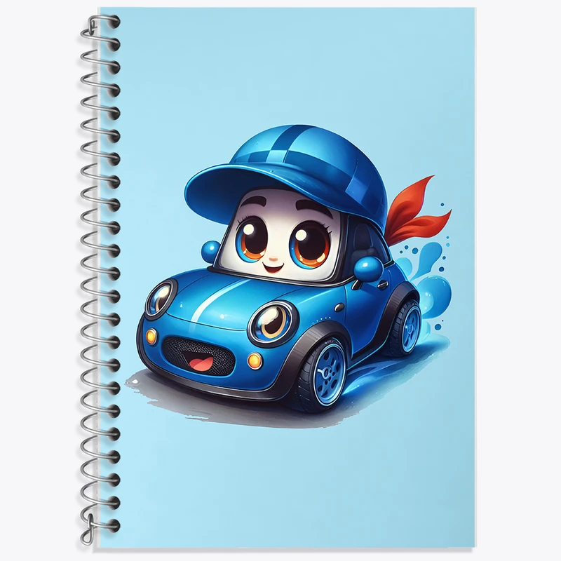 دفتر نت موسیقی 50 برگ خندالو طرح ماشین آبی کیوت کد F7981