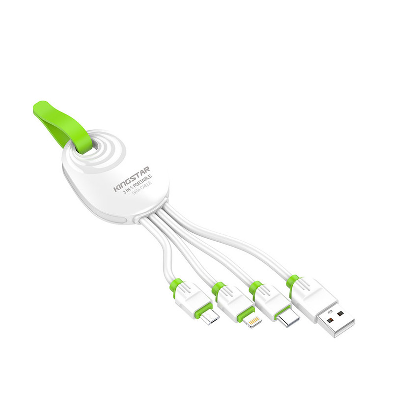 کابل تبدیل USB به USB-C/MicroUSB/لایتنینگ کینگ استار مدل K305 طول 0.15 متر