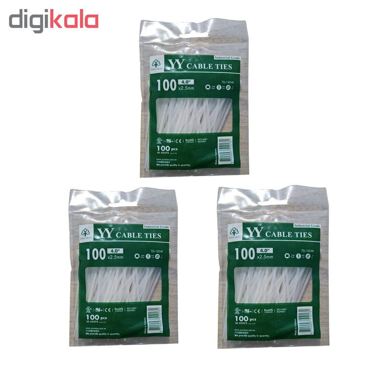 بست کمربندی وای وای مدل TSL-100-M سایز 2.5×100 میلیمتر بسته 3 عددی