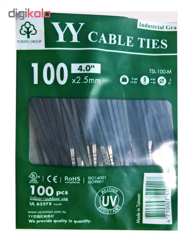 بست کمربندی وای وای مدل TSL-100-M سایز 2.5×100 میلیمتر بسته 3 عددی