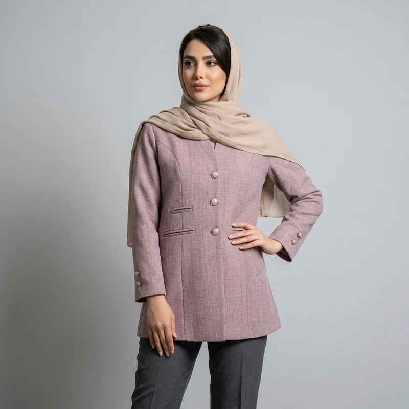مانتو زنانه مدل آستین بلند جلو دکمه کد ۸۶۴۲۱
