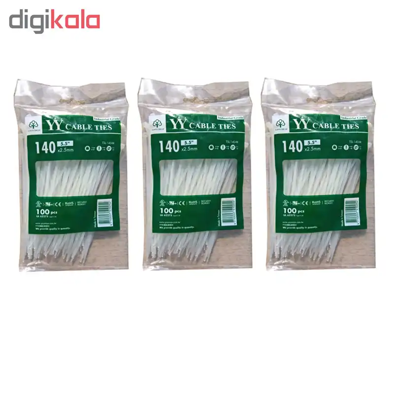 بست کمربندی وای وای مدل TSL-140-M سایز 2.5×140 میلیمتر بسته 3 عددی