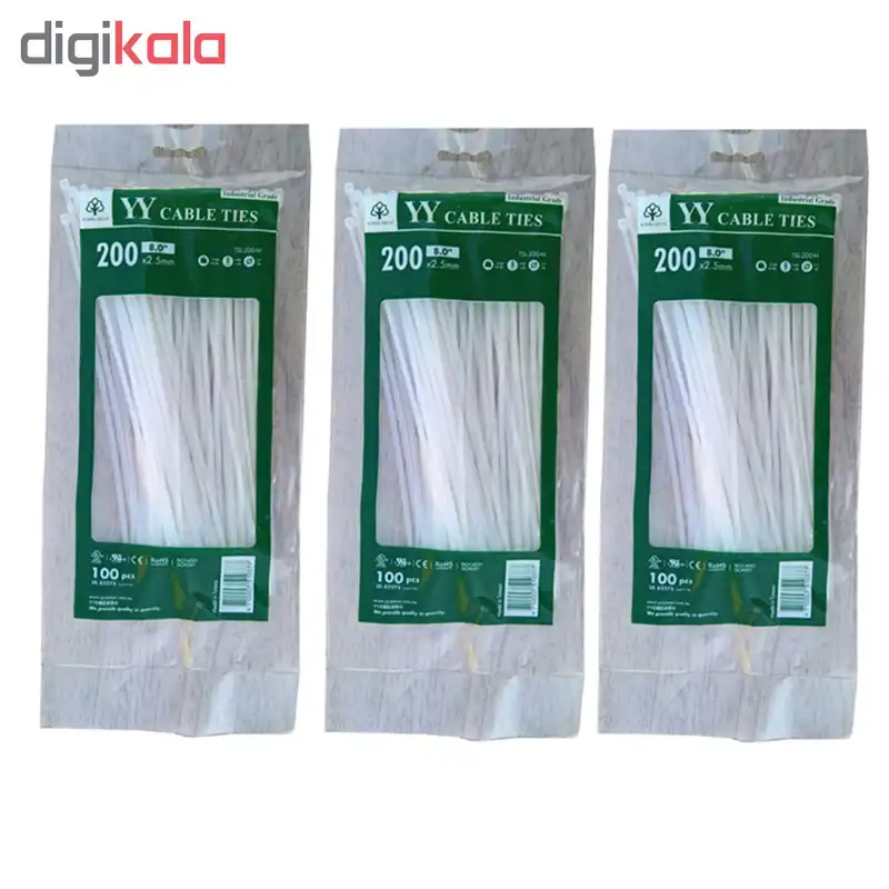 بست کمربندی وای وای مدل TSL-200-M سایز 2.5×200 میلیمتر بسته 3 عددی