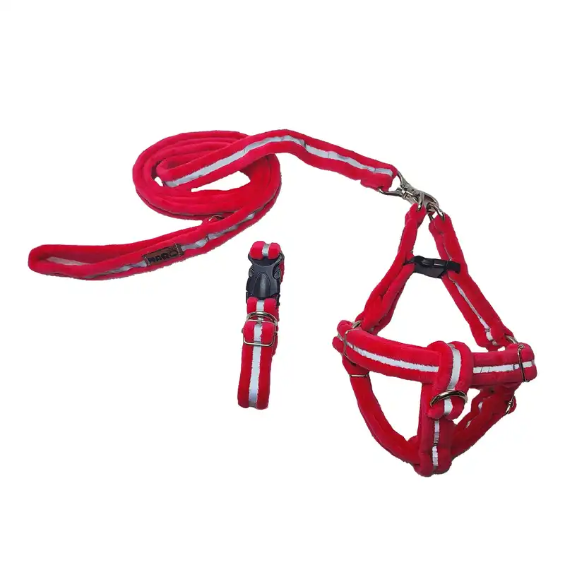 قلاده و بند قلاده سگ و گربه مدل مخملی کد s07