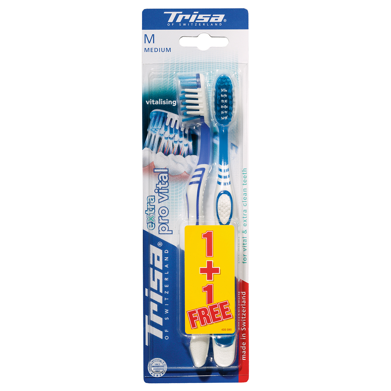 مسواک تریزا مدل Pro Vital با برس متوسط بسته 2 عددی