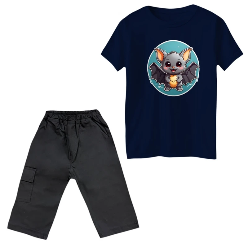 ست تی‌شرت و شلوارک پسرانه مدل خفاش کوچولو کد 2