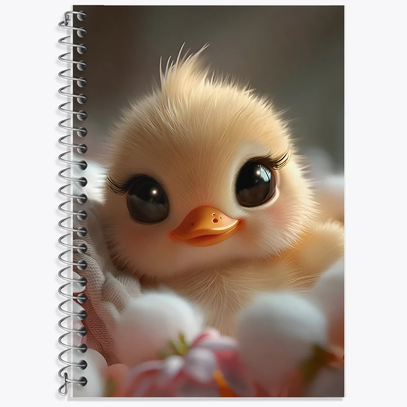 دفتر زبان 50 برگ خندالو مدل سه خط طرح جوجه اردک کیوت کد F7262