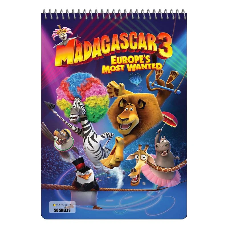 دفتر نقاشی 50 برگ سیمی کارنیکا طرح ماداگاسکار Madagascar کد 93525