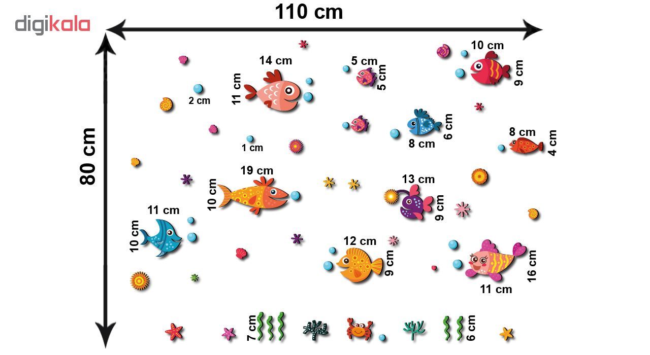 استیکر چوبی ژیوار طرح ماهی های کارتونی