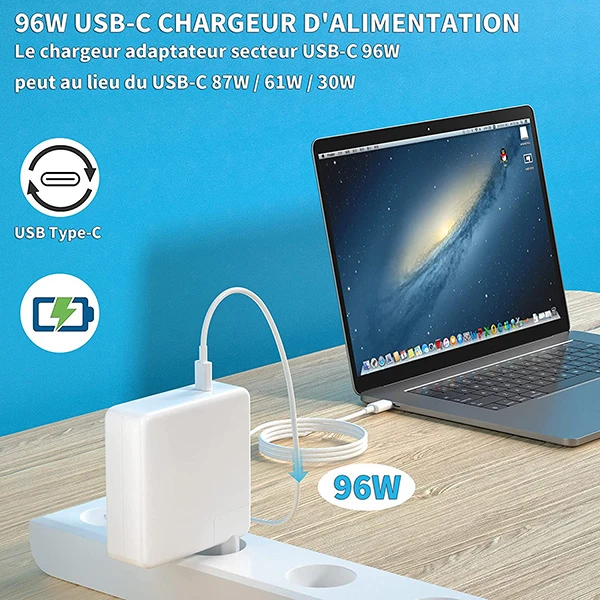 عکس شماره 2 : آداپتور برق 96 وات مدل type-c مناسب برای مک بوک پرو