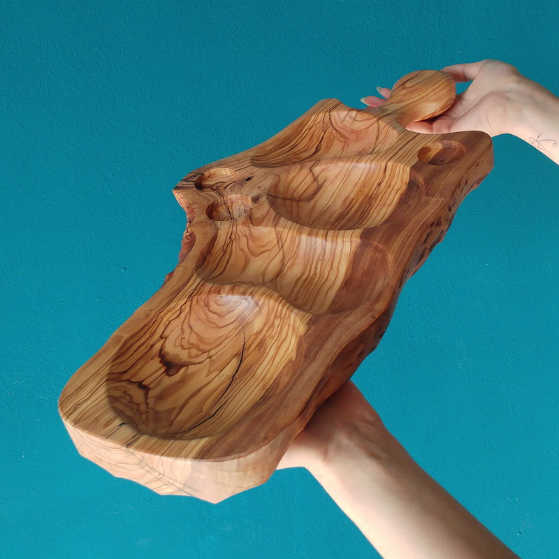 ظرف سرو مدل چوبی دسته دار