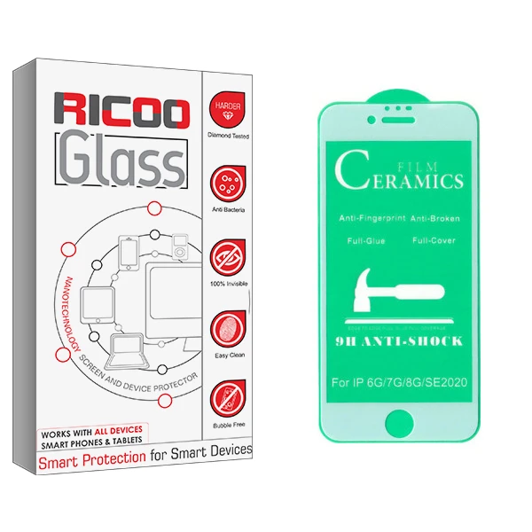 محافظ صفحه نمایش سرامیکی ریکوو مدل +HD مناسب برای گوشی موبایل اپل Iphone SE 2020 / 6 / 6S / 7 / 8