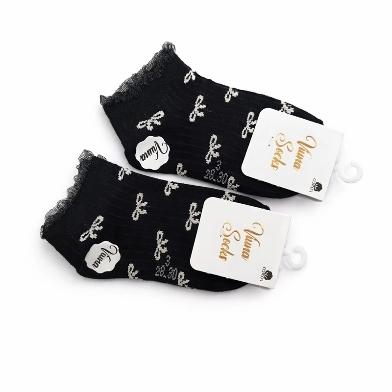 جوراب ساق کوتاه دخترانه مدل پاپیونی بسته 2 عددی