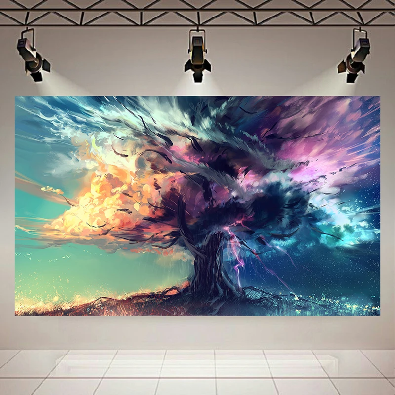 تابلو بوم طرح نقاشی رنگارنگ مدرن مدل Tree Of Life کد AR3130