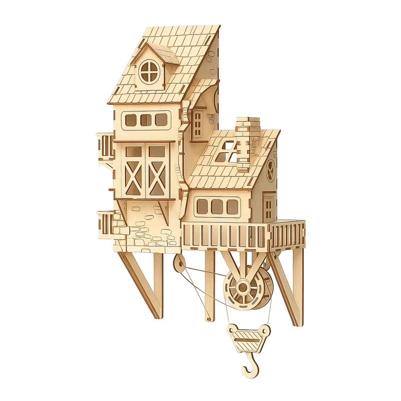 ساختنی 82 تکه مدل ماکت چوبی کلبه دیوارکوب کد M235