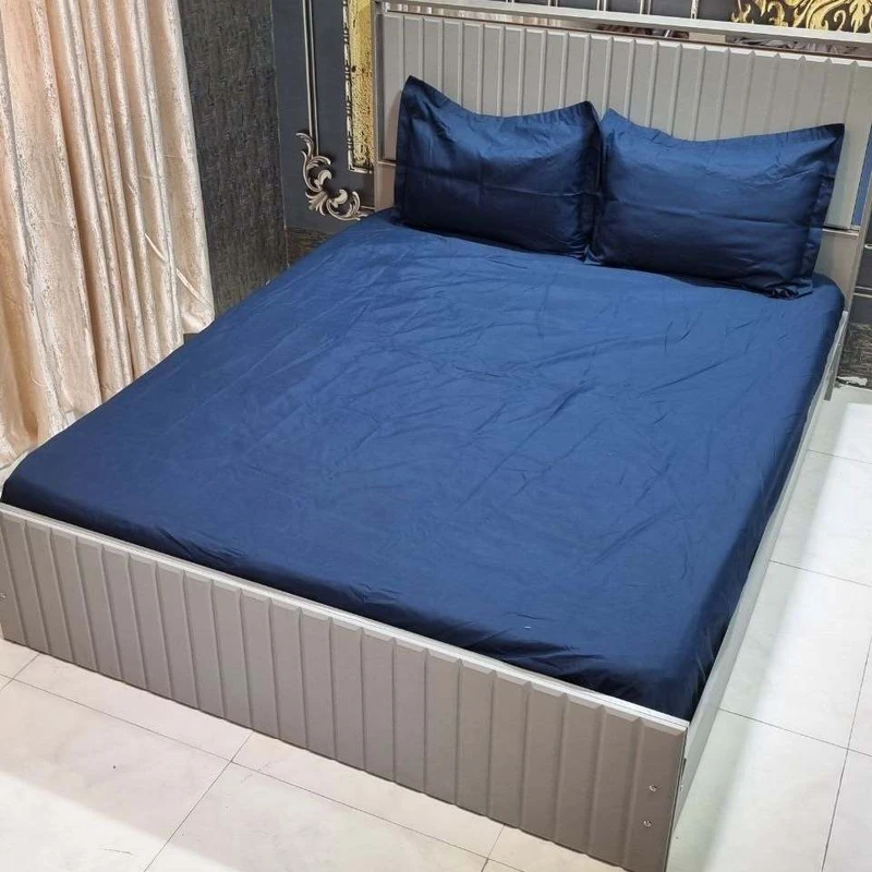 سرویس ملحفه مدل میکرو نخ ساده هتلی کد 6663 دو نفره 3 تکه