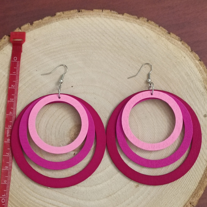 گوشواره زنانه مدل حلقه چوبی