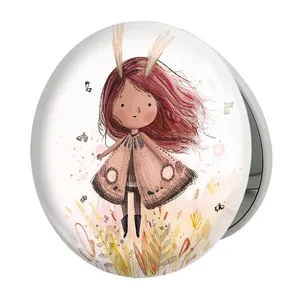 آینه جیبی خندالو طرح دخترونه مدل تاشو کد 6127 