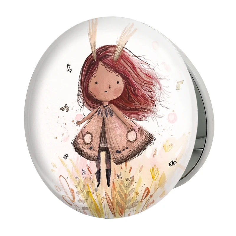 آینه جیبی خندالو طرح دخترونه مدل تاشو کد 6127 