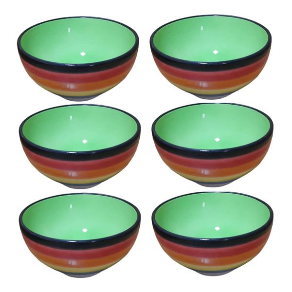کاسه سرامیکی طرح رنگین کمان کد 02 مجموعه 6 عددی