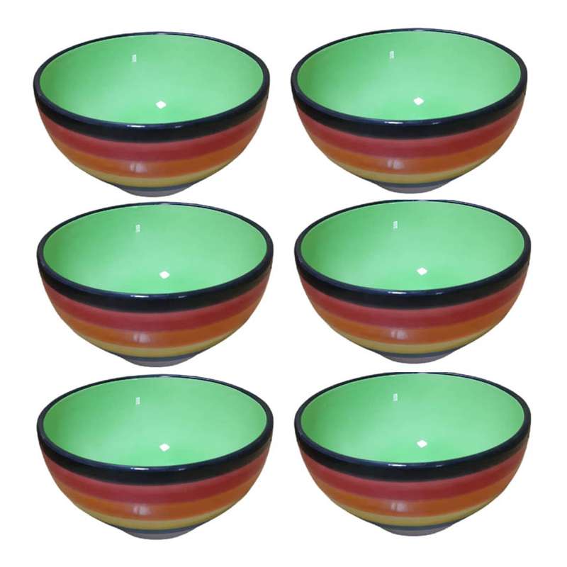کاسه سرامیکی طرح رنگین کمان کد 02 مجموعه 6 عددی
