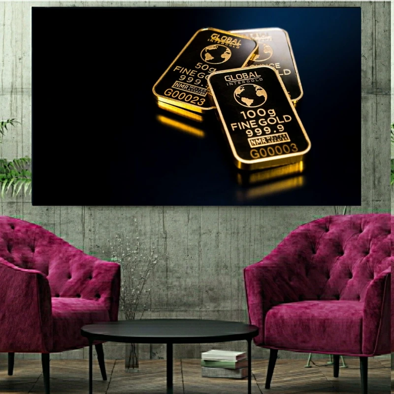 پوستر دیواری طرح شمش طلا مدل PD970