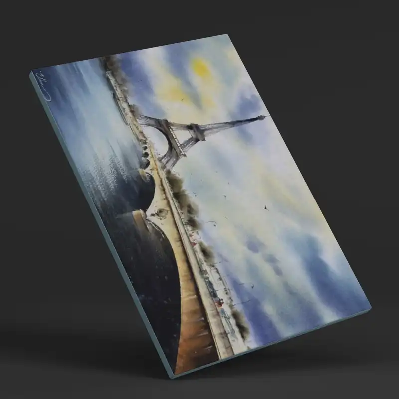 نقاشی آبرنگ طرح برج ایفل کد 013